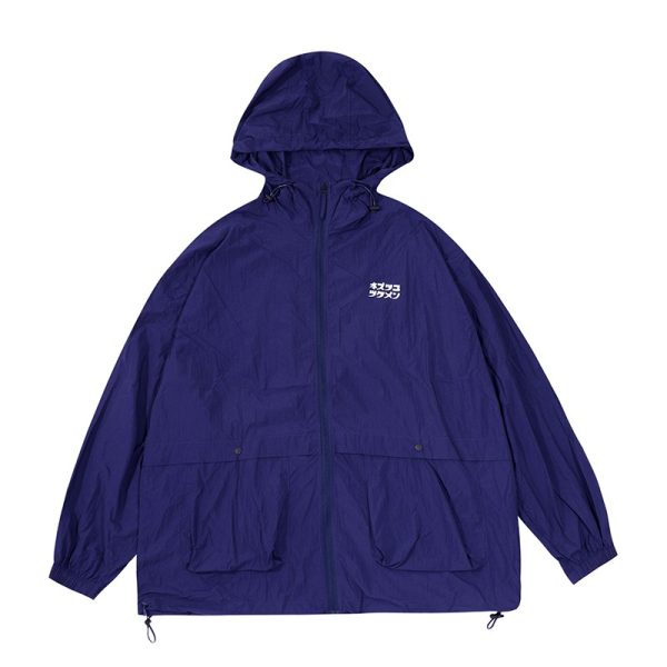 Japanese Retro Loose Mountain-Style Hooded Sun Protection Jacket with Irregular Buckle and Drawstring - Trendy Outdoor Climbing Coat