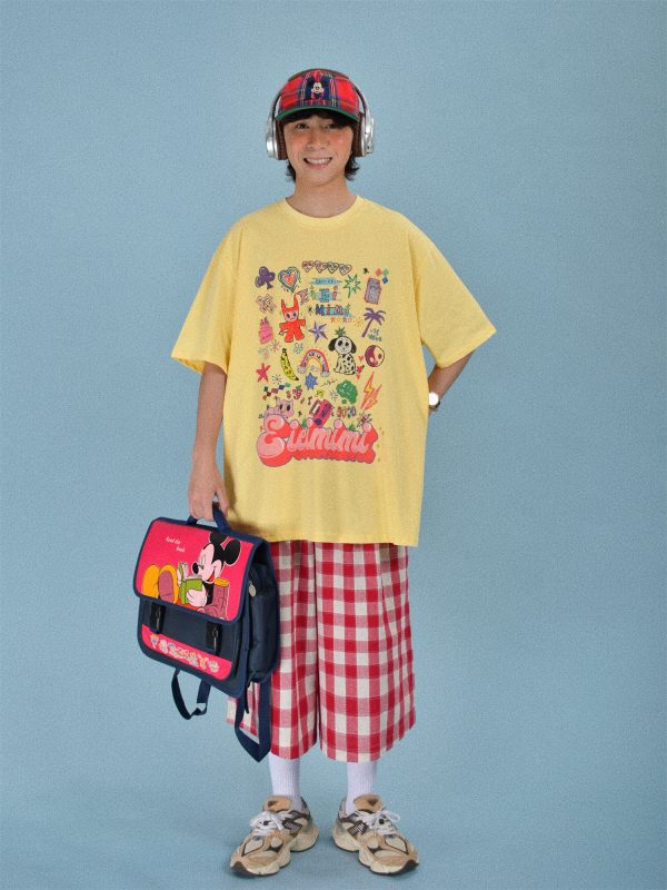 Japanese Retro Plaid Loose Casual Unisex Wide-Leg Summer Pants - Versatile Three-Quarter Length for Effortless Style