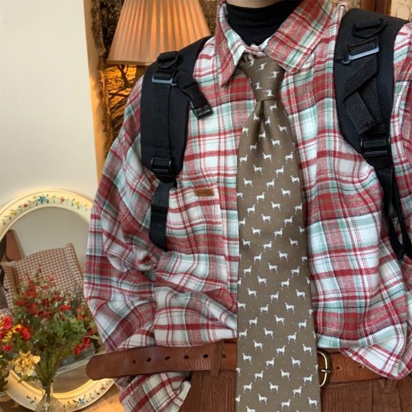 Japanese Retro Plaid Short Sleeve Shirt for Men and Women, Summer Loose Checkered Half Sleeve Top, Versatile 90s Style Fashion