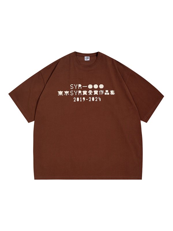 Japanese Retro Round Neck City Boy Short Sleeve T-Shirt for Men - Loose Fit Trendy Letter Print Tee, Y2K Style Fashion Top