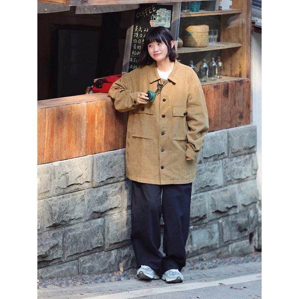 Japanese Retro Street Style Distressed Work Jacket for Men and Women, Loose Fit with Multiple Pockets, Spring Autumn Fashion