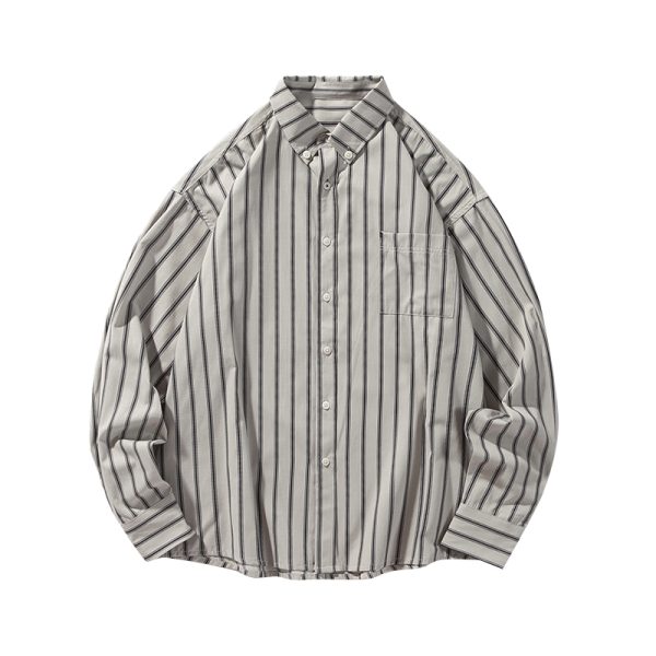 Japanese Retro Striped Long Sleeve Shirt for Men and Women â€“ Versatile Casual Top, Spring Fashion Essential