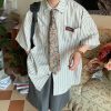 Japanese Retro Vertical Striped Loose Short Sleeve Shirt - 2024 Summer Trendy Minimalist Style for Casual Wear