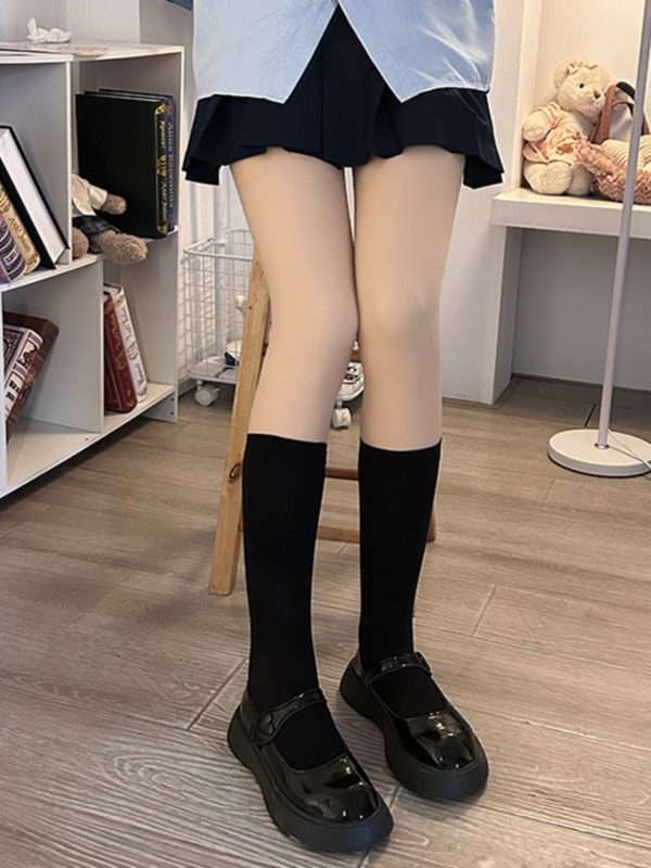 Japanese Style Cute Pudding Bear Knee-High Socks for Women - Stretchable, Thin, Sweet, Perfect for Casual Looks