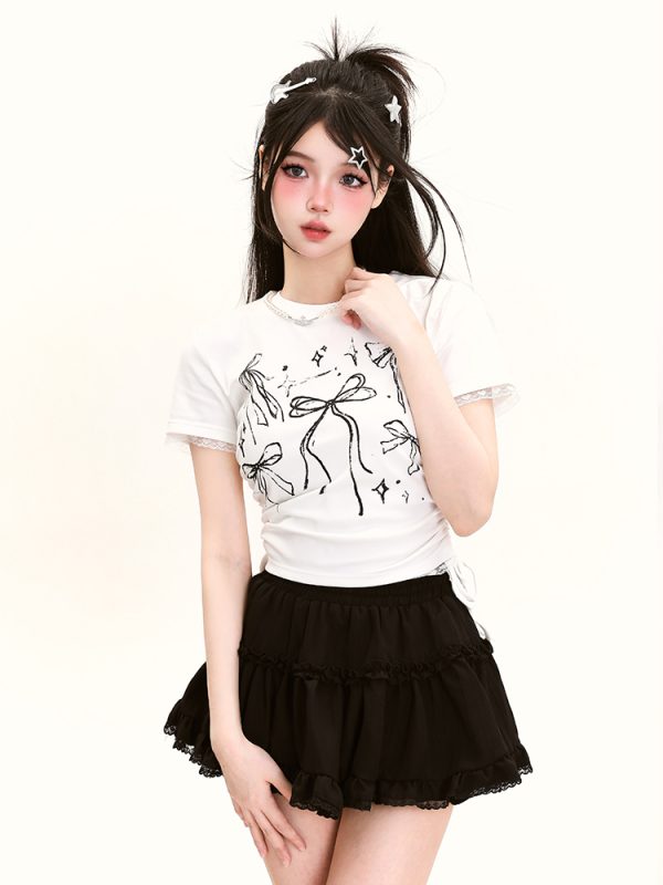 Japanese-Style Lace Spliced A-Line Puff Skirt for Women - High-Waisted, Slimming Summer Fashion, Versatile Niche Half Skirt