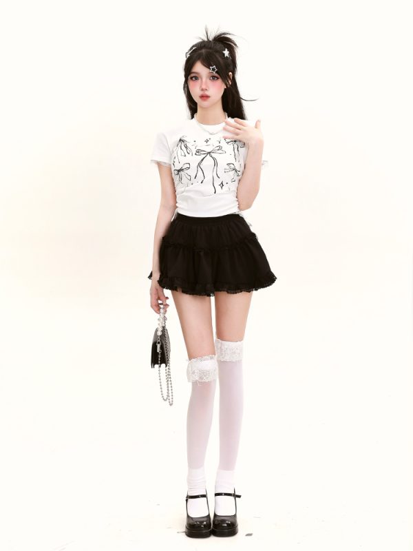 Japanese-Style Lace Spliced A-Line Puff Skirt for Women - High-Waisted, Slimming Summer Fashion, Versatile Niche Half Skirt