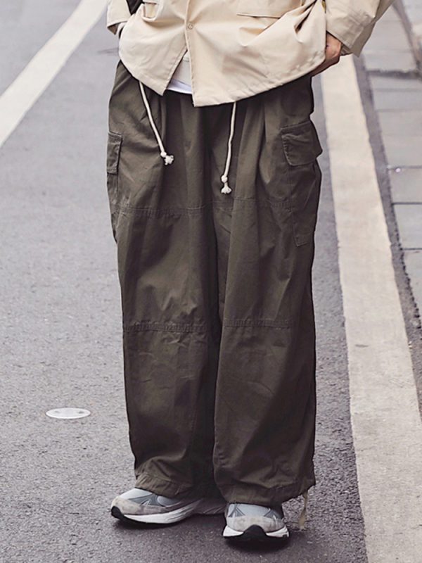 Japanese-Style Loose Drawstring Wide-Leg Work Pants for Men - Summer Harajuku Fashion, Trendy Casual Trousers