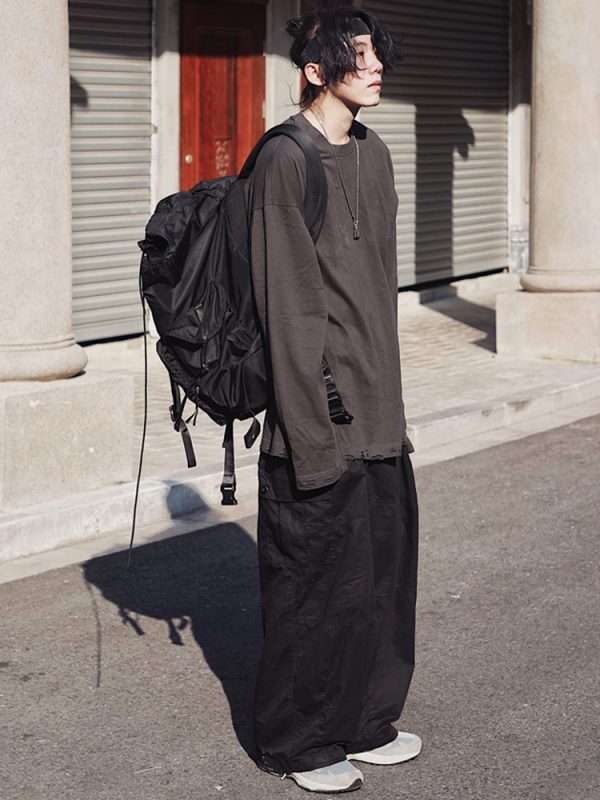Japanese-Style Loose Drawstring Wide-Leg Work Pants for Men - Summer Harajuku Fashion, Trendy Casual Trousers