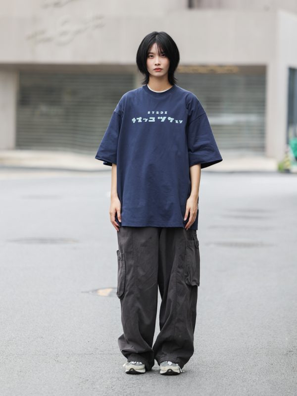 Japanese Style Loose Fit Summer T-Shirt for Men â€“ Fun Printed Short Sleeve Round Neck Tee, Versatile 90s-Inspired Fashion