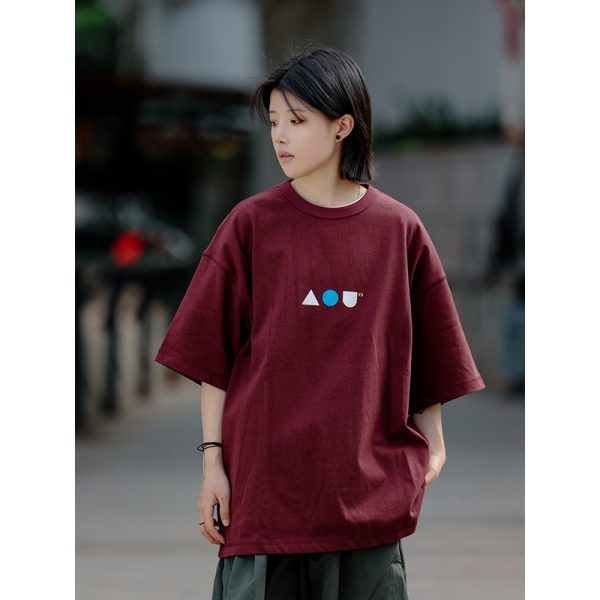 Japanese-Style Minimalist Couple Matching Printed Short-Sleeve T-Shirt for Men - Loose-Fitting Pure Cotton Casual Top