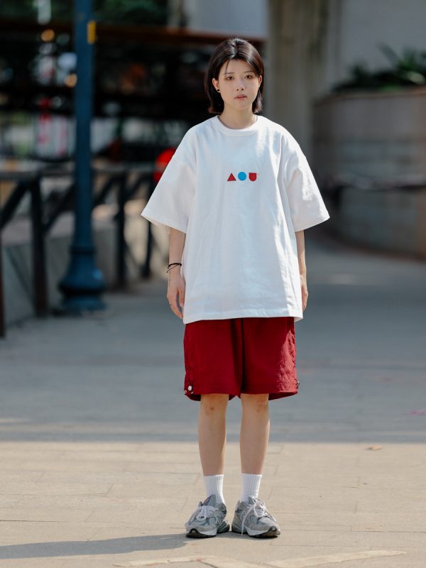 Japanese-Style Minimalist Couple Matching Printed Short-Sleeve T-Shirt for Men - Loose-Fitting Pure Cotton Casual Top
