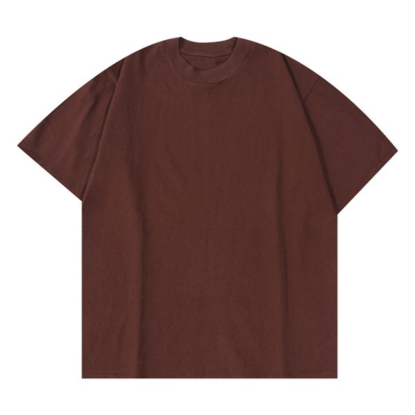 Japanese-Style Minimalist Heavyweight 250g Solid Color Short-Sleeve Men's T-Shirt - Loose Fit, Versatile Pure Cotton, Casual Wear