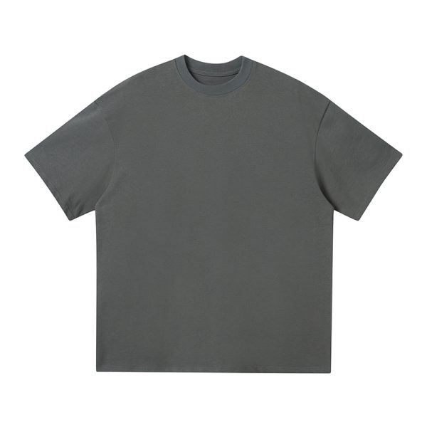 Japanese-Style Minimalist Heavyweight 250g Solid Color Short-Sleeve Men's T-Shirt - Loose Fit, Versatile Pure Cotton, Casual Wear