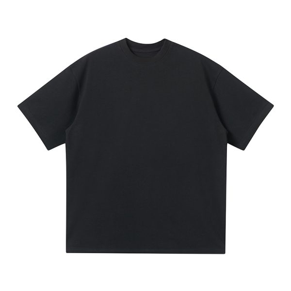 Japanese-Style Minimalist Heavyweight 250g Solid Color Short-Sleeve Men's T-Shirt - Loose Fit, Versatile Pure Cotton, Casual Wear
