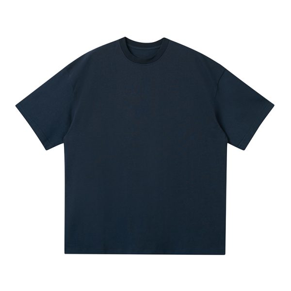 Japanese-Style Minimalist Heavyweight 250g Solid Color Short-Sleeve Men's T-Shirt - Loose Fit, Versatile Pure Cotton, Casual Wear