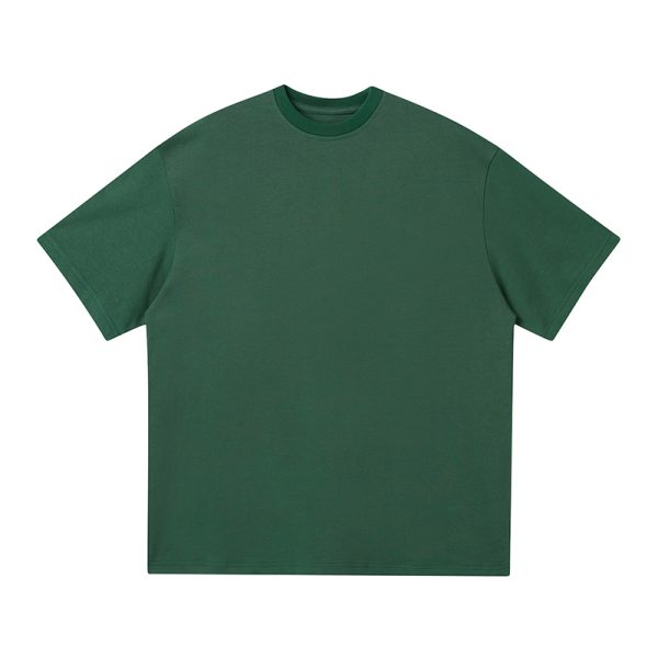 Japanese-Style Minimalist Heavyweight 250g Solid Color Short-Sleeve Men's T-Shirt - Loose Fit, Versatile Pure Cotton, Casual Wear