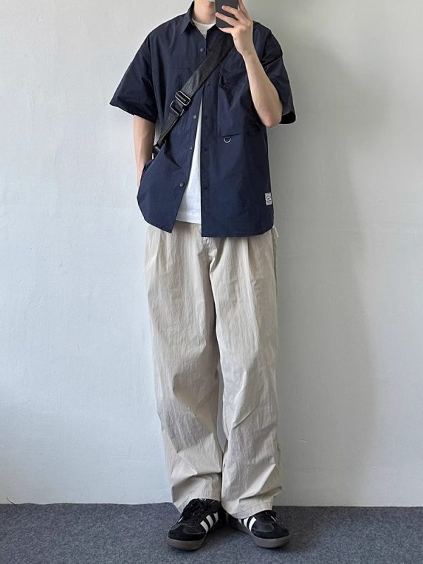 Japanese-Style Multi-Pocket Short Sleeve Shirt for Men and Women - Retro Loose Fit Casual Summer Workwear
