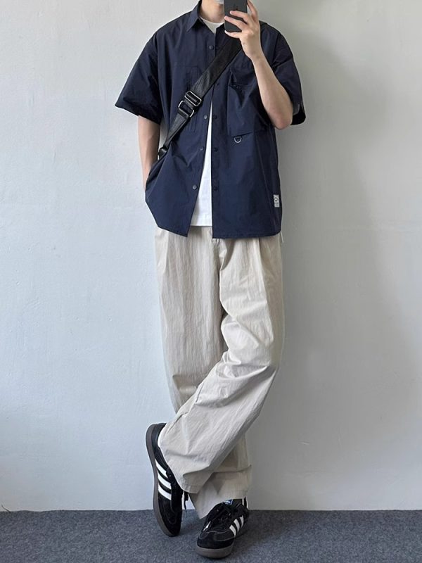 Japanese-Style Multi-Pocket Short Sleeve Shirt for Men and Women - Retro Loose Fit Casual Summer Workwear