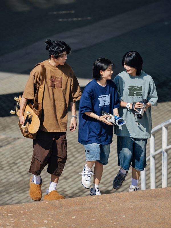 Japanese-Style Printed Short-Sleeve T-Shirt for Men - Casual Loose Round Neck Summer Tee