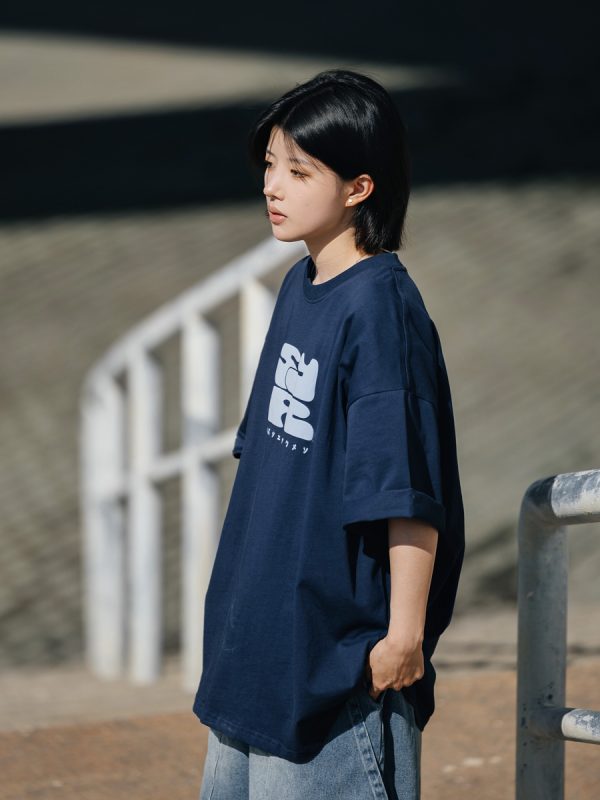 Japanese-Style Printed Short-Sleeve T-Shirt for Men - Casual Loose Round Neck Summer Tee