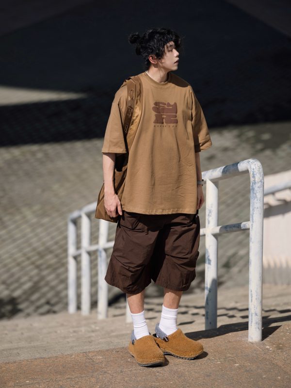 Japanese-Style Printed Short-Sleeve T-Shirt for Men - Casual Loose Round Neck Summer Tee