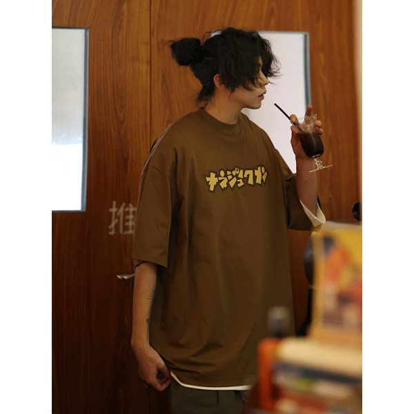 Japanese Style Printed Short-Sleeve T-Shirt for Men - Trendy Loose Casual Tee, Summer Fashion Essential