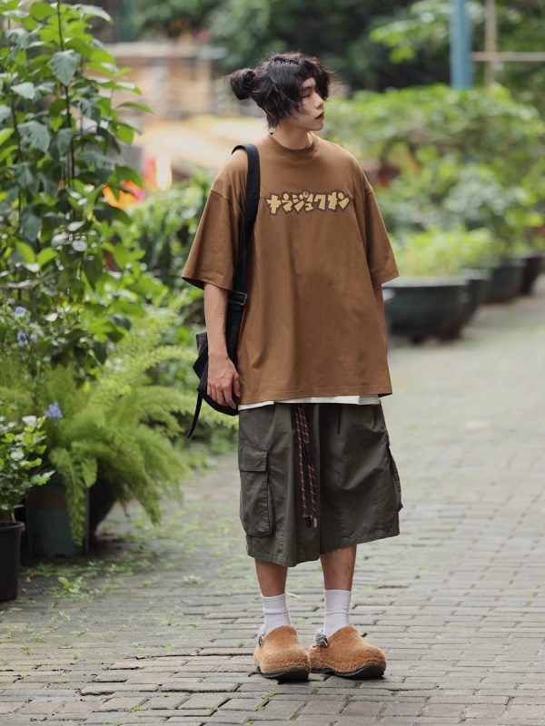 Japanese Style Printed Short-Sleeve T-Shirt for Men - Trendy Loose Casual Tee, Summer Fashion Essential
