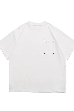 Japanese-Style Retro Cityboy Pocket Short-Sleeve T-Shirt for Men and Women - Summer Loose Casual Half-Sleeve Top