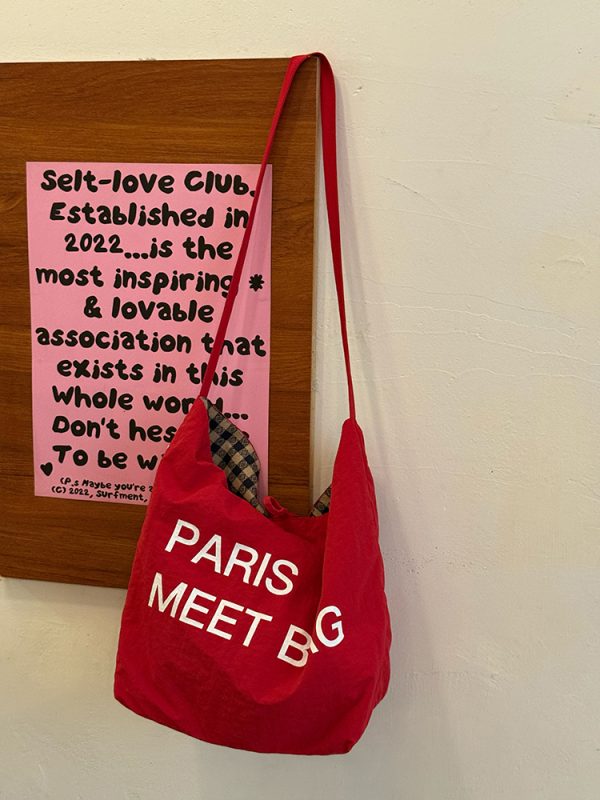Japanese-Style Retro Double-Sided Color-Block Canvas Tote Bag - Large Capacity Commuter Shoulder Crossbody Bag for Students