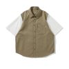 Japanese-Style Retro Fake Two-Piece Short Sleeve Shirt for Men and Women - Summer Loose Youth Couple Trendy Top