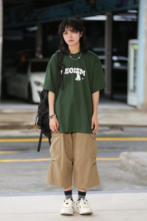 Japanese-Style Retro Loose Pocket Work Pants for Men and Women, Summer Street Fashion Casual Wide-Leg Cropped Trousers