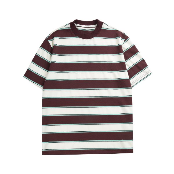 Japanese-Style Retro Striped Round Neck Short Sleeve T-Shirt for Summer, Unisex Loose College Style Half-Sleeve Top