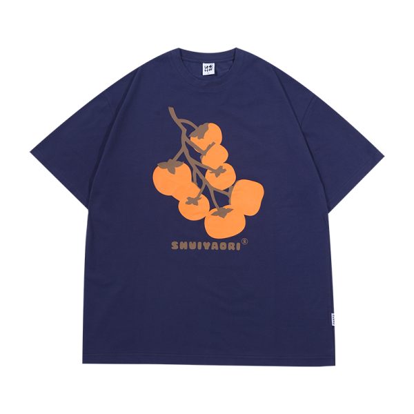 Japanese-Style Short-Sleeve T-Shirt for Men and Women - Casual Heavyweight Couple Top, Trendy Kaki Kaki Ruyi Design