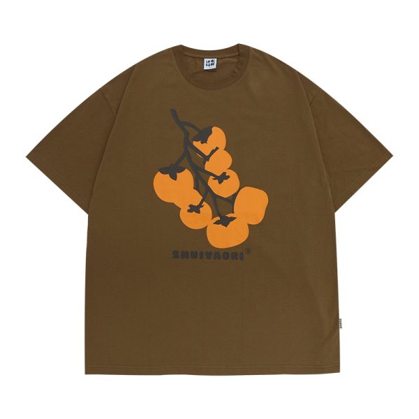 Japanese-Style Short-Sleeve T-Shirt for Men and Women - Casual Heavyweight Couple Top, Trendy Kaki Kaki Ruyi Design