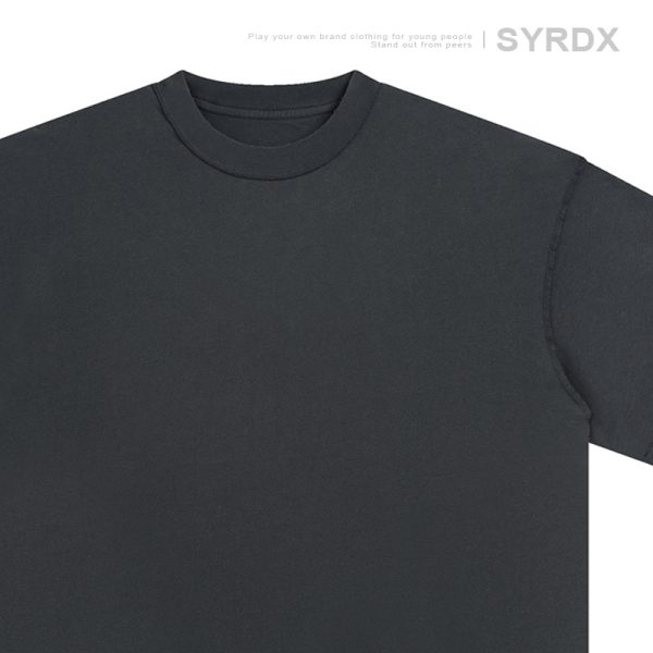 Japanese-Style Small Collar Short-Sleeve T-Shirt for Men - Casual Retro Tee with Hole Design, Loose Fit for Y2K and 90s Vibes