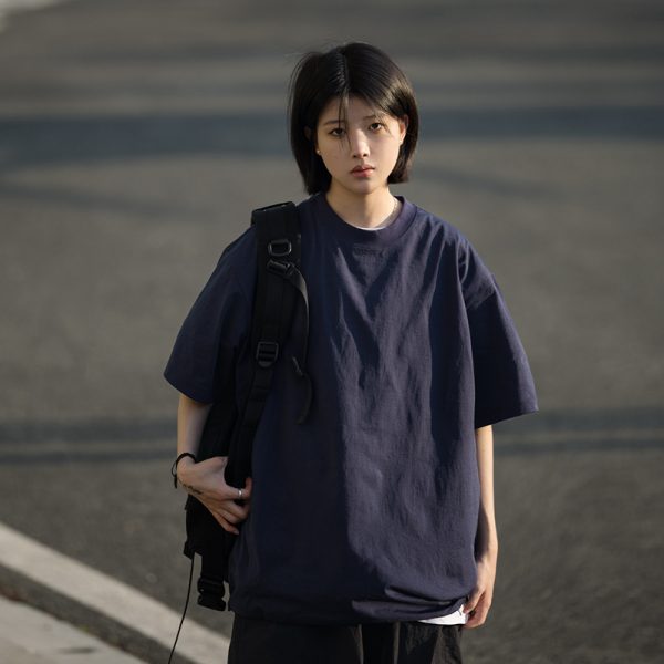 Japanese-Style Summer Solid Color Short Sleeve T-Shirt for Men - Casual Trendy 2025 Model, Versatile Fashion Essential