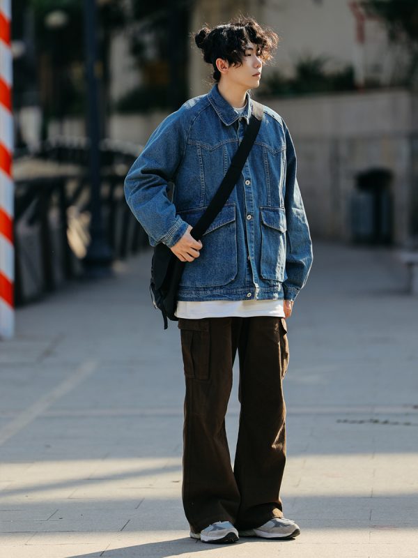 Japanese-Style Vintage Loose Casual Pants for Men - Wide-Leg Straight Work Trousers - Trendy Y2K Fashion