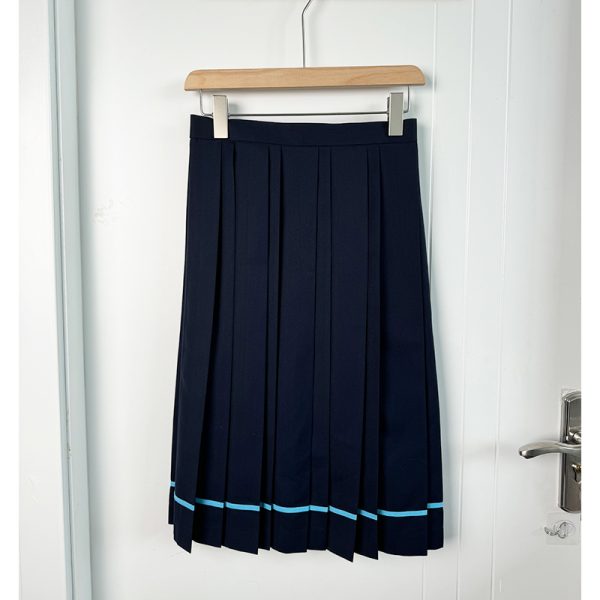 JK Long Sleeve Navy Collar Top & Dark Blue Long Skirt Set - School Supply Style, College Aesthetic, Y2K Fashion