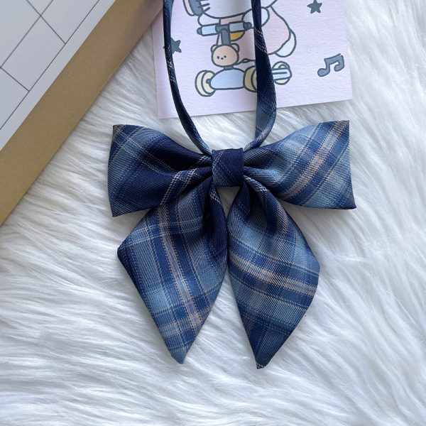 JK Uniform Pudding Bear Flat Angle Bow Tie Dress in Sea Night - Cute Kawaii Style Fashion for Trendy Outfits