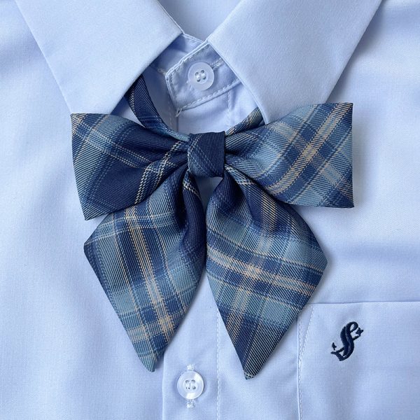 JK Uniform Pudding Bear Flat Angle Bow Tie Dress in Sea Night - Cute Kawaii Style Fashion for Trendy Outfits