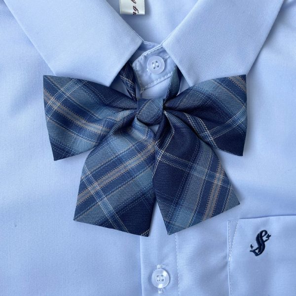 JK Uniform Pudding Bear Flat Angle Bow Tie Dress in Sea Night - Cute Kawaii Style Fashion for Trendy Outfits