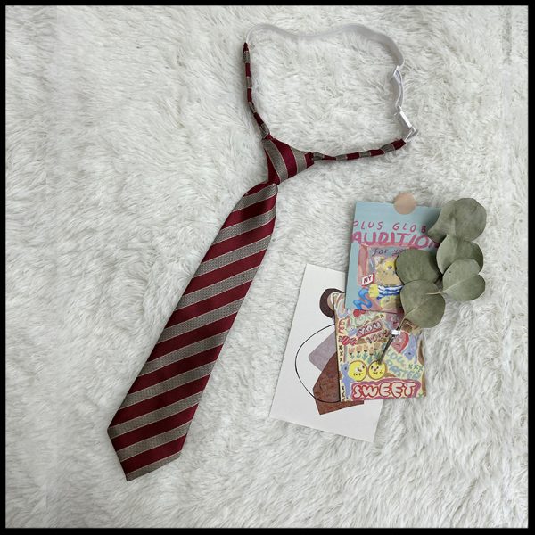 JK Uniform Pudding Bear Set - Plaid Skirt, DK Striped Tie, Decorative Bow Tie, Japanese Style, Cute Girls' College Outfit