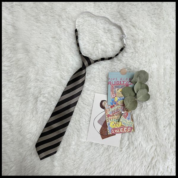 JK Uniform Pudding Bear Set - Plaid Skirt, DK Striped Tie, Decorative Bow Tie, Japanese Style, Cute Girls' College Outfit