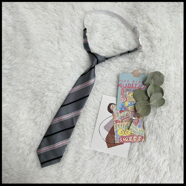 JK Uniform Pudding Bear Set - Plaid Skirt, DK Striped Tie, Decorative Bow Tie, Japanese Style, Cute Girls' College Outfit