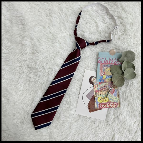 JK Uniform Pudding Bear Set - Plaid Skirt, DK Striped Tie, Decorative Bow Tie, Japanese Style, Cute Girls' College Outfit