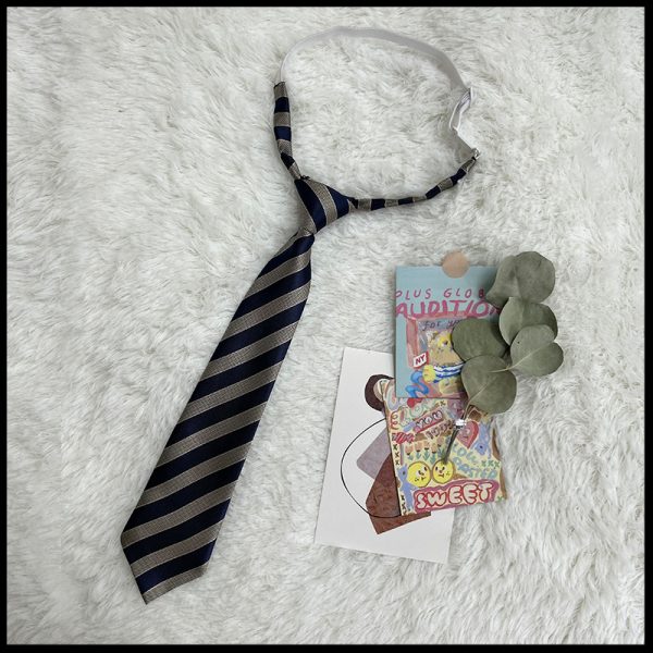 JK Uniform Pudding Bear Set - Plaid Skirt, DK Striped Tie, Decorative Bow Tie, Japanese Style, Cute Girls' College Outfit
