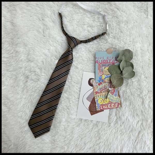 JK Uniform Pudding Bear Set - Plaid Skirt, DK Striped Tie, Decorative Bow Tie, Japanese Style, Cute Girls' College Outfit