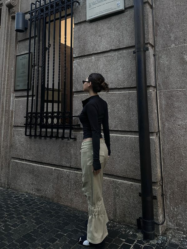Khaki Parachute Skirt - Unique Style, Trendy Midi Length, Y2K Fashion, Streetwear Inspired, Casual Chic Look