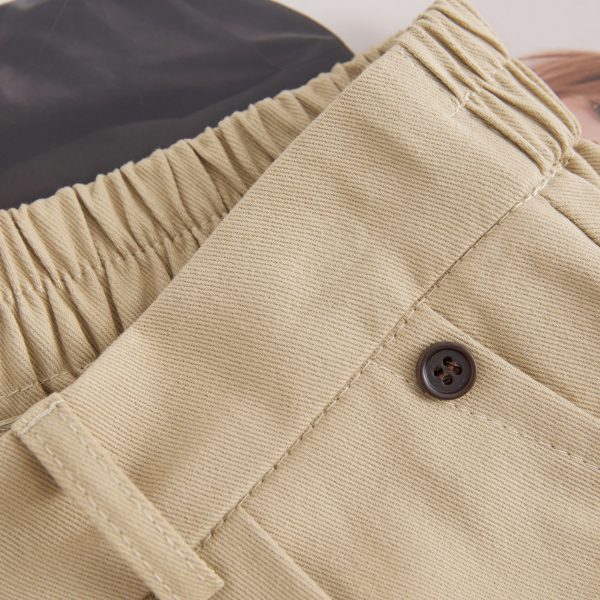 Khaki Washed Cotton High-Waisted A-Line Skirt for Pear-Shaped Body, Mid-Length Umbrella Skirt, Spring 2025 Fashion for Women