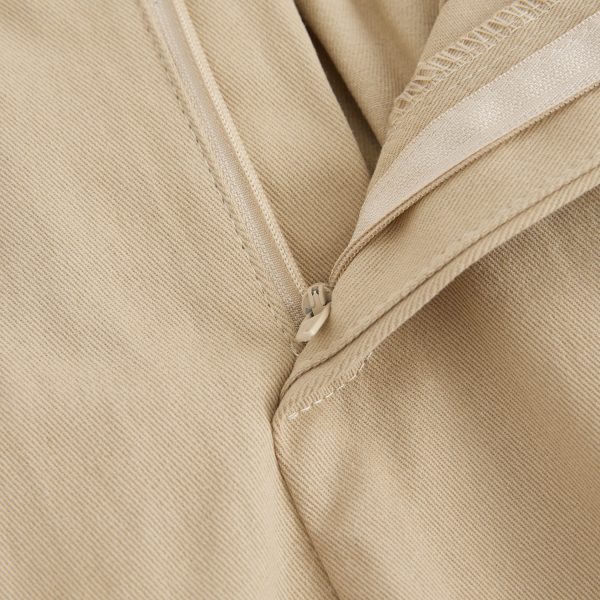 Khaki Washed Cotton High-Waisted A-Line Skirt for Pear-Shaped Body, Mid-Length Umbrella Skirt, Spring 2025 Fashion for Women
